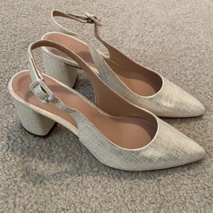 27 Edit by Naturalizer Meera white silver sling back heels